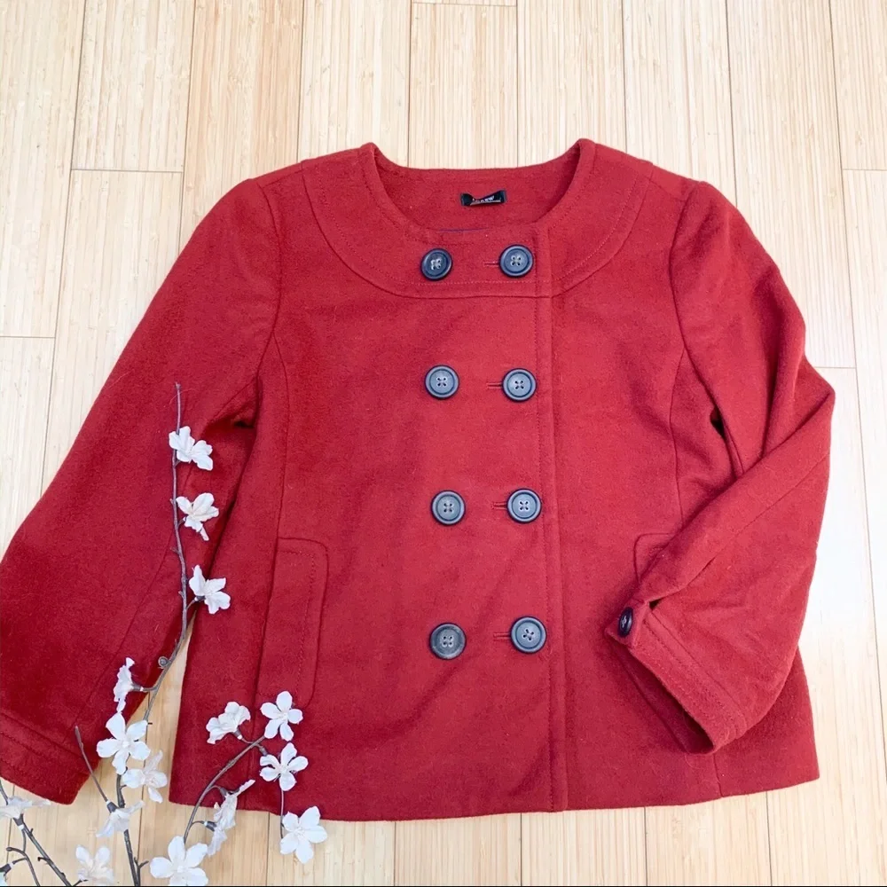 J. Crew Orange/Red Buttons Jacket, S. - Picture 1 of 7